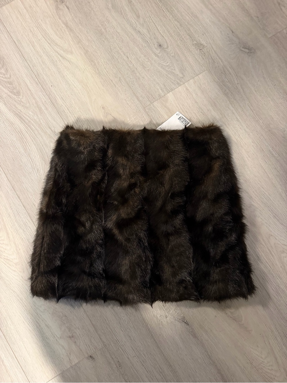 H&M Dark Brown Faux Fur Mini Skirt